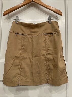 Tan Mini Skirt with Front Stitch Panels